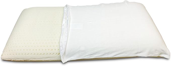OrganicTextiles DS Latex Pillow with Organic Cotton Cover (Queen Size, Medium) GOTS Certified, Bed Pillow for Sleeping, Neck Pain Relief Help, Head Support, for Side Back Stomach Sleeper