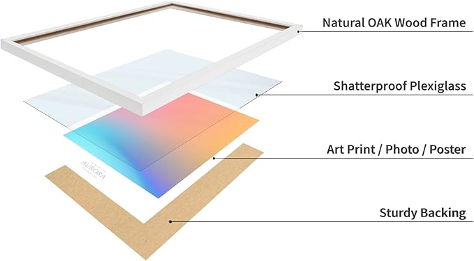 Monem Art Aurora Gradient Abstract Print - Minimalist Geometric Color Field Poster - Wall Decor for Living Room, Bedroom or Office - 16x20 White Framed Wall Art by Rs Lab Studio