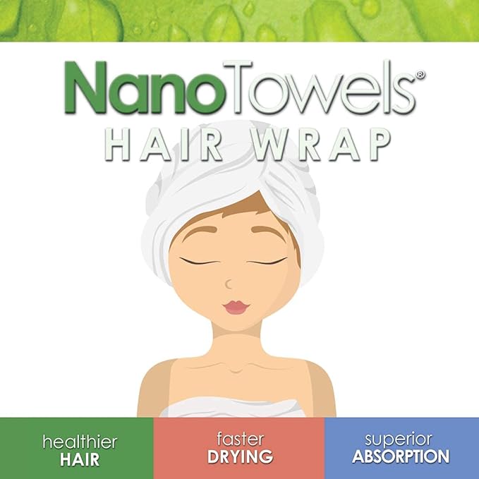 Nano Towels Hair Drying Wrap for Fine, Delicate, Thinning, Curly and Frizzy Hair | Twisty Towel Replaces Dryers, Cotton & Microfiber Cloth Towels | Seashore Teal, One Size Fits All
