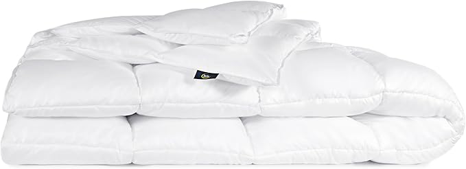 Serta Down Illusion All Season Hypoallergenic Down Alternative Comforter with Corner Loops, Full/Queen, White