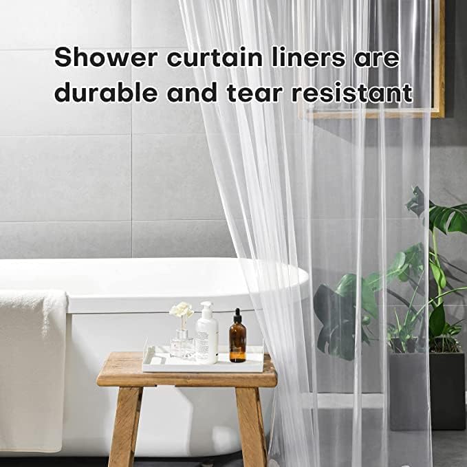 Waterproof PEVA Hookless Shower Curtain Liner No Hooks Need Shower Liner for Bathroom,Standard Size 72''x78'', Clear No Hook Needed