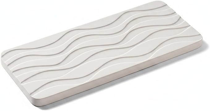 Diatomaceous Earth Soap Dish, Rectangular Stone Bar Soap Holder for Bathroom Sink & Shower, Absorbent Tray (8.7 x 3.5 Inch)