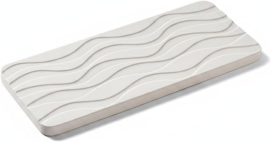 Diatomaceous Earth Soap Dish, Rectangular Stone Bar Soap Holder for Bathroom Sink & Shower, Absorbent Tray (8.7 x 3.5 Inch)