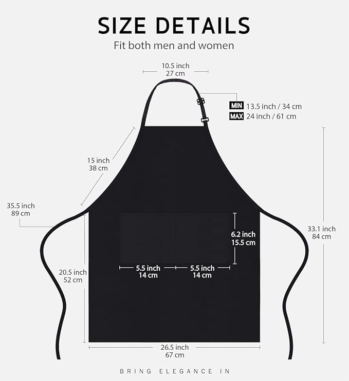 Syntus 4 Pack Adjustable Bib Apron with 2 Pockets Cooking Kitchen Aprons for Women Men Chef