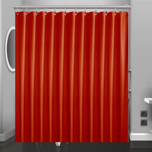 Tangerine Plastic Shower Curtain Or Liner, 72x72 Inch Lightweight Red Plastic Bathroom Shower Showroom Inner Curtain with Rustproof Metal Grommet Holes and Weighted Magnets