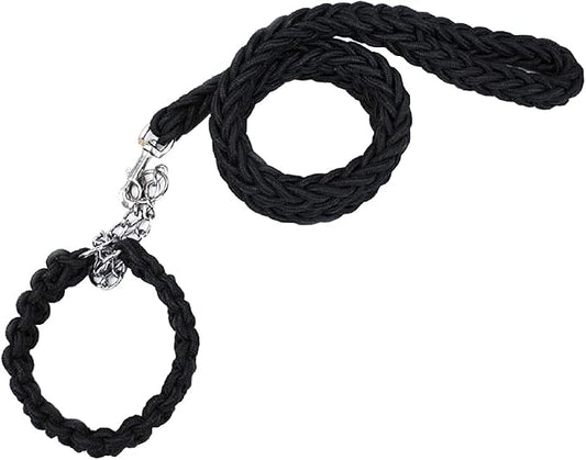 Love Dream Dog Collar and Leash Set, Heavy Duty Nylon Braided Rope Strong 4 FT Dog Leash and Martingale Training Collar for Small Medium Large Dogs Training and Walking (Black)