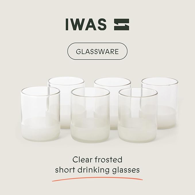 IWAS Upcycled Clear Drinking Glasses | 250 ML | 8.45 OZ | Set of 6 | Sustainable Water Glasses | Environmentally Friendly Clear Glasses For Home