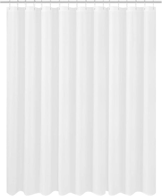N&Y HOME Extra Wide Extra Long Fabric Shower Curtain Liner 108 x 84 inch, Hotel Quality, Washable, White Spa Bathroom Curtains with Grommets, 108x84