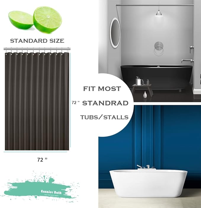 Taupe Plastic Shower Curtain Or Liner, 72x72 Inch Lightweight Brown Plastic Bathroom Shower Showroom Inner Curtain with Rustproof Metal Grommet Holes and Weighted Magnets