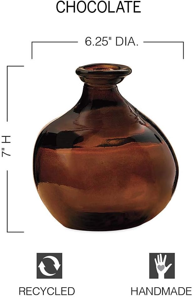 Bubble Recycled Glass Balloon Vase, 6.25 Dia x 7 H - Chocolate