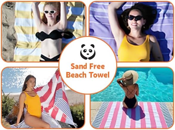 HAVLULAND Turkish Beach Towels, Oversized 40"x72" Turkish Bath Towel, Highly Absorbent Quick Dry Sand Free Beach Towels for Beach Pool Spa Gym Yoga Travel Camping Picnic Blanket - Light Blue