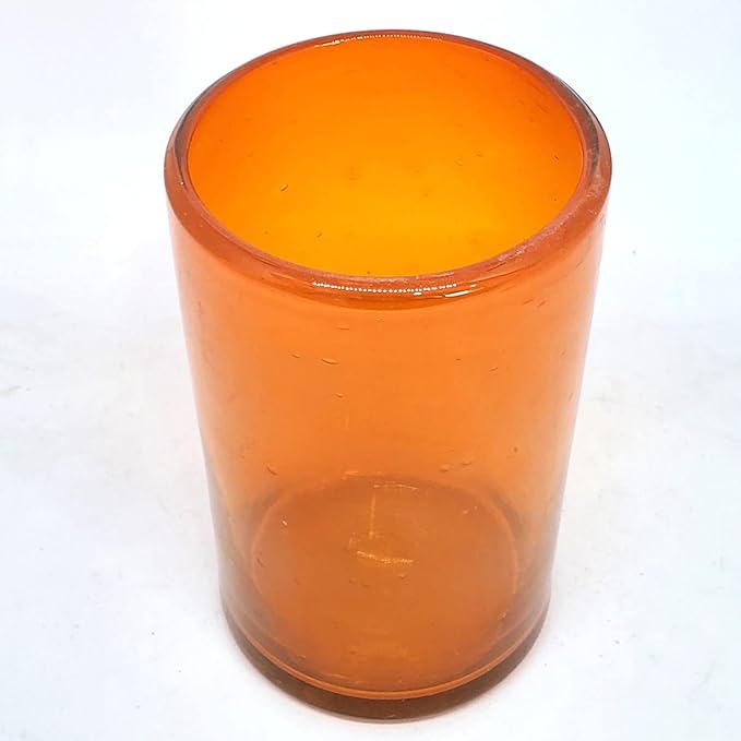 Solid Orange 14 oz Drinking Glasses (set of 6), Recycled Glass, Lead-free, Toxin-Free (14oz Drinking)