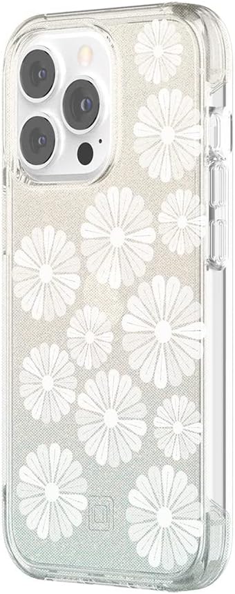 Incipio Design Series Case for 6.1-Inch iPhone 13 Pro, Flower Fields Glitter Wash