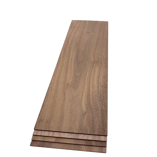 Walnut Hardwood Planks - Walnut Wood for Unfinished Wood Crafts - 1/8’’ (3mm) 100% Pure Hardwood - Laser Engraving Blanks - Hardwood Planks for Crafts (1/8″ x 4 1/2″ x 18″, 4)
