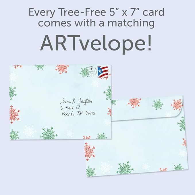 Tree-Free Greetings - Season's Greeting Cards - Artful Designs - 12 Cards + Matching Envelopes - Made in USA - 100% Recycled Paper - 5 x 7-12 Days (VP80732)