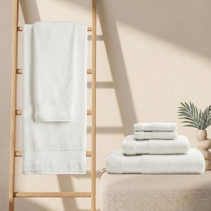 BIOWEAVES 100% Organic Cotton Bath Sheet Set of 2 | Soft Oversized Bath Towels | 700 GSM Premium Bath Towel Sheet Set GOTS Certified - Ivory