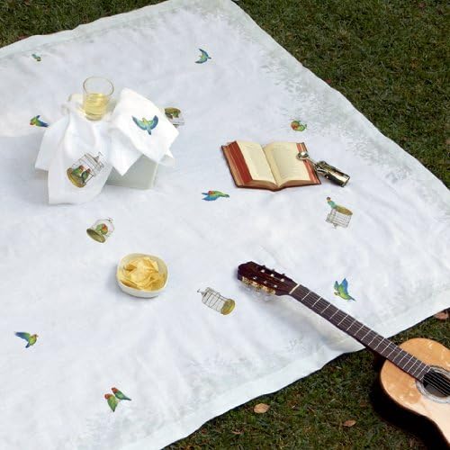 Huddleson Lovebirds Linen Napkin (Set of Eight) Sewn in US