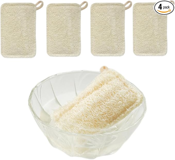 4 Pack Natural Loofah Sponges: Biodegradable & Eco-Friendly for Kitchen Dishes