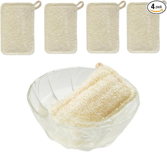 4 Pack Natural Loofah Sponges: Biodegradable & Eco-Friendly for Kitchen Dishes
