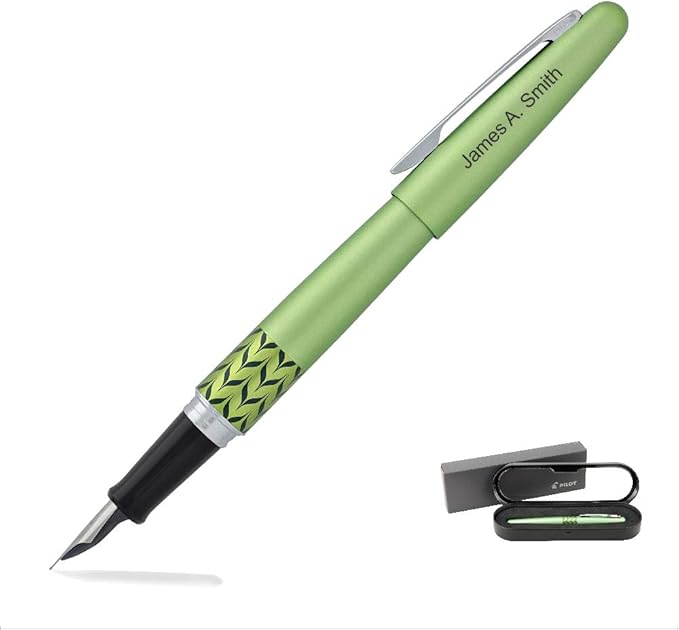 Goldspot Personalized Pilot Metropolitan Retro Pop Fountain Pen in Custom Engraved Pen in Green