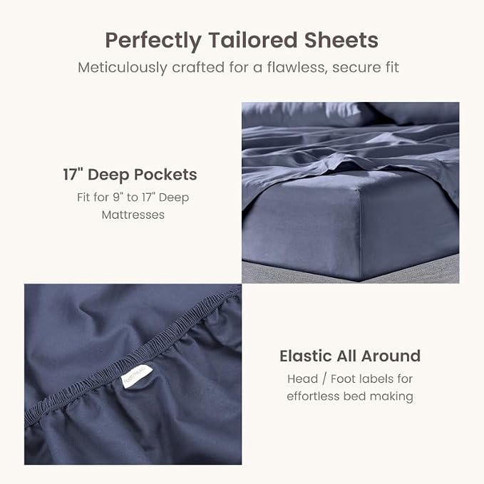 Bioweaves 100% Organic Cotton 1 King Size Fitted Sheet Only | 300 Thread Count Sateen Weave GOTS Certified with Deep Pocket - Mineral