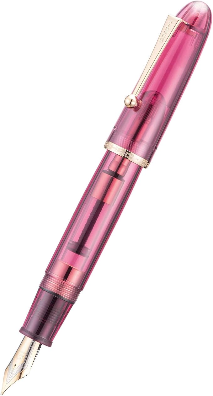 Jinhao 9019 DaDao Series Fountain Pen, Size 8 Fine Nib with Large Ink Converter, Transparent Wine Red Acrylic Design Smooth Writing Pen (Gold Trim)