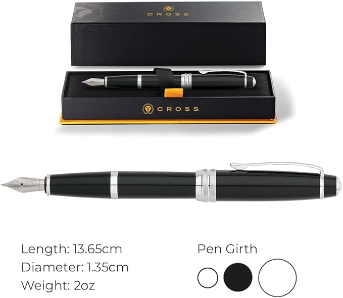 Cross Bailey Black Lacquer Medium With Stainless Steel Nib Self Serve S Fountain Pen