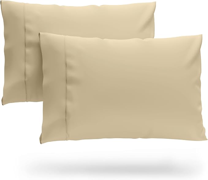 Cosy House Collection Premium Rayon Derived from Bamboo Pillowcase Set of 2 - Ultra Soft, Cooling & Breathable Bedding (King, Tan) | Ultra Soft, Cooling & Breathable Bedding - Set of 2 (King, Tan)