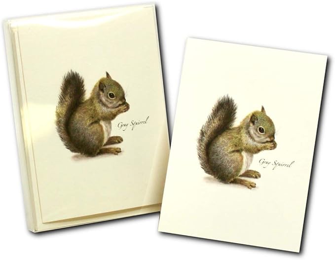 Earth Sky + Water - Gray Squirrel Notecard Set - 8 Blank Cards with Envelopes