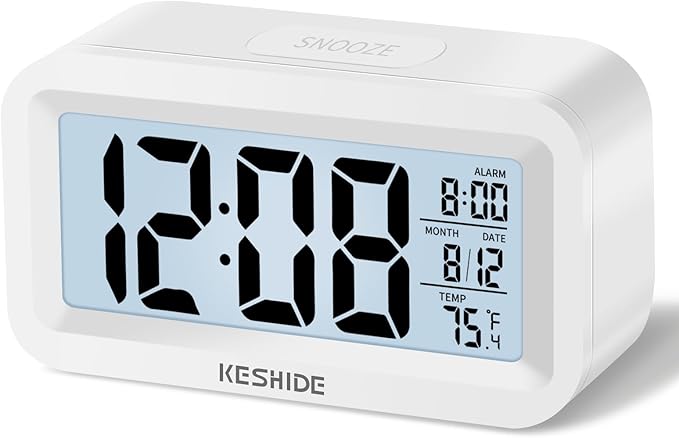 Travel Digital Alarm Clock,Battery Operated with Backlight, Indoor Temperature, Desk Small Clock,Snooze Model,12/24H Display for Bedrooms Heavy Sleepers Kids Travel Bathroom