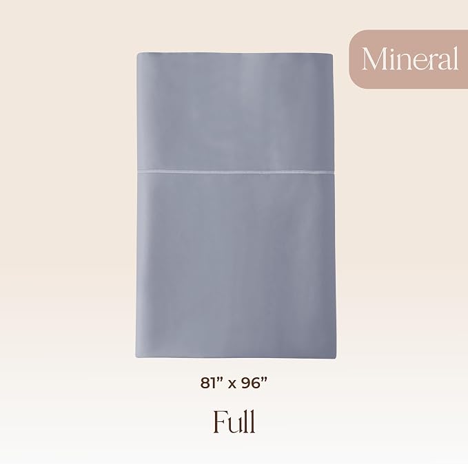 Certified Organic Full Flat Sheet Only - 100% Organic Cotton Top Sheet with Luxurious Soft and Breathable 300 Thread Count Sateen Weave Finish - GOTS & Fairtrade Certified (Mineral, Full)