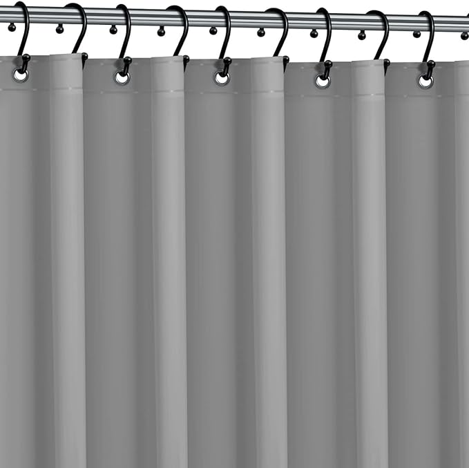 No Smell Shower Curtain Liner 72x72 Grey - PEVA Plastic Shower Curtain for Bathroom, PVC-Free Waterproof Grey Shower Liner with Metal Grommets and Magnet-Weighted Bottom Hem - Washable Liner