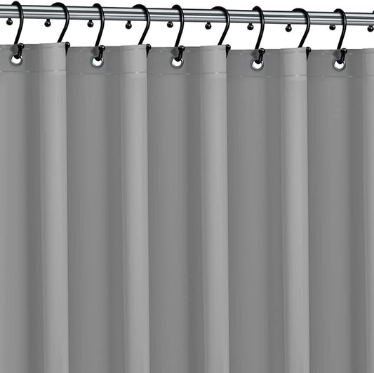 No Smell Shower Curtain Liner 72x72 Grey - PEVA Plastic Shower Curtain for Bathroom, PVC-Free Waterproof Grey Shower Liner with Metal Grommets and Magnet-Weighted Bottom Hem - Washable Liner