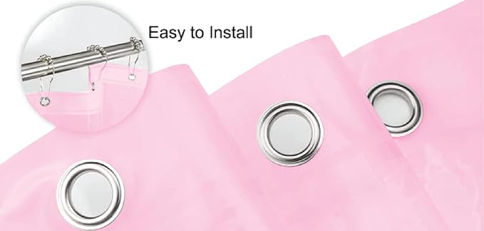 Home Expressions Premium 6 Guage PEVA Shower Curtain Liner - PVC Free Magnetized Bottom Odorless with Rustproof Grommets 70"x72" (Pink)