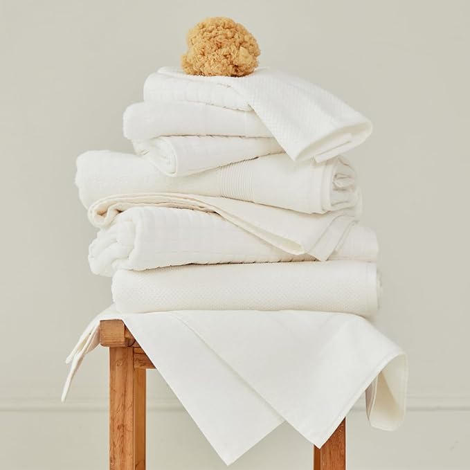 Organic Cotton Textured Towels - White - 2 Bath Towels