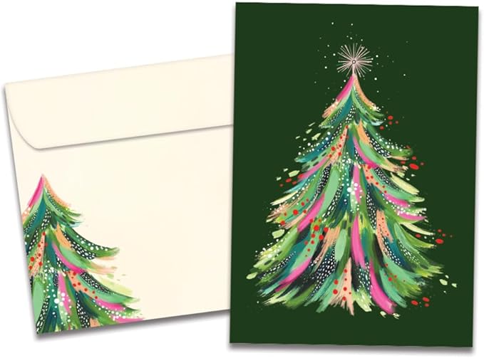 Tree-Free Greetings - Season's Greeting Card - Artful Designs - 1 Card + Matching Envelopes - Made in USA - 100% Recycled Paper - 5 x 7 - Artful Tree (VO80702)