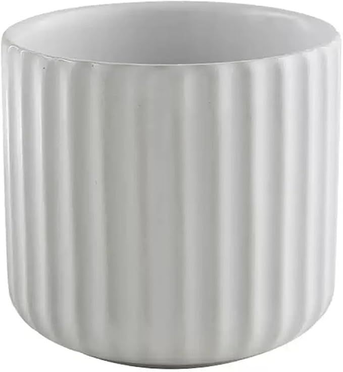Nordic Ceramic Mug, Japanese Tea Cup 6oz Striped Cup No Handle Drinking Cup for Espresso, Cortado, Matcha, Green Tea, Microwave and Dishwasher Safe, Minimalist coffee Cup-Matte White