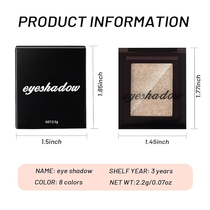 Pearl White Single Shimmer Glittle Eye shadow Palette Makeup, Single Shimmer Eyeshadow for Older Women, High Pigment Natural Sombras Crema Para Ojos, Talc, Paraben & Cruelty Free (06#Pearl White)