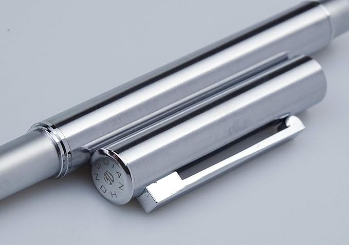 Hongdian 516 Stainless Steel Fountain Pen Fine Nib, Classic Design with Converter and Pen Pouch