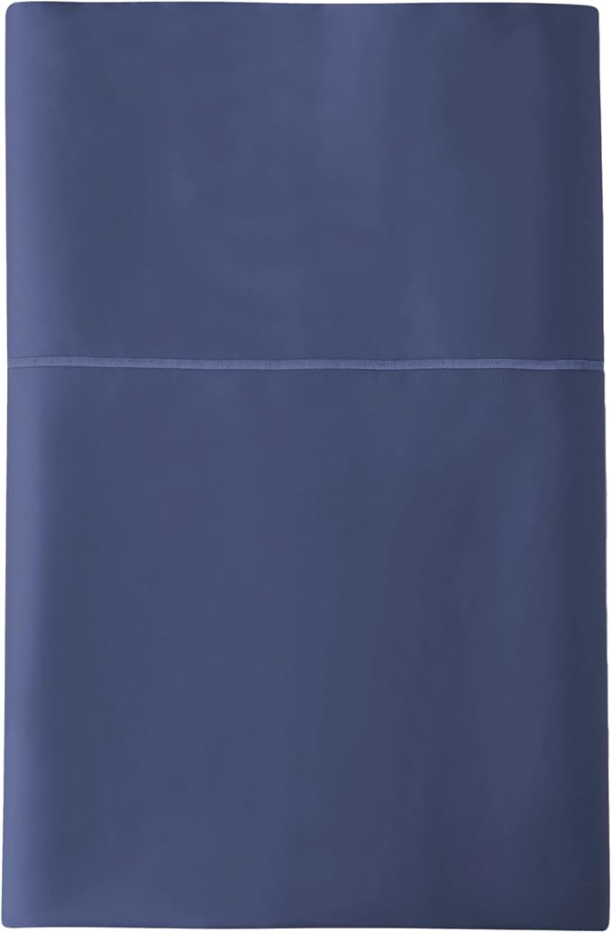 Certified Organic Twin Flat Sheet Only - 100% Organic Cotton Top Sheet with Luxurious Soft and Breathable 300 Thread Count Sateen Weave Finish - GOTS & Fairtrade Certified (Navy, Twin)