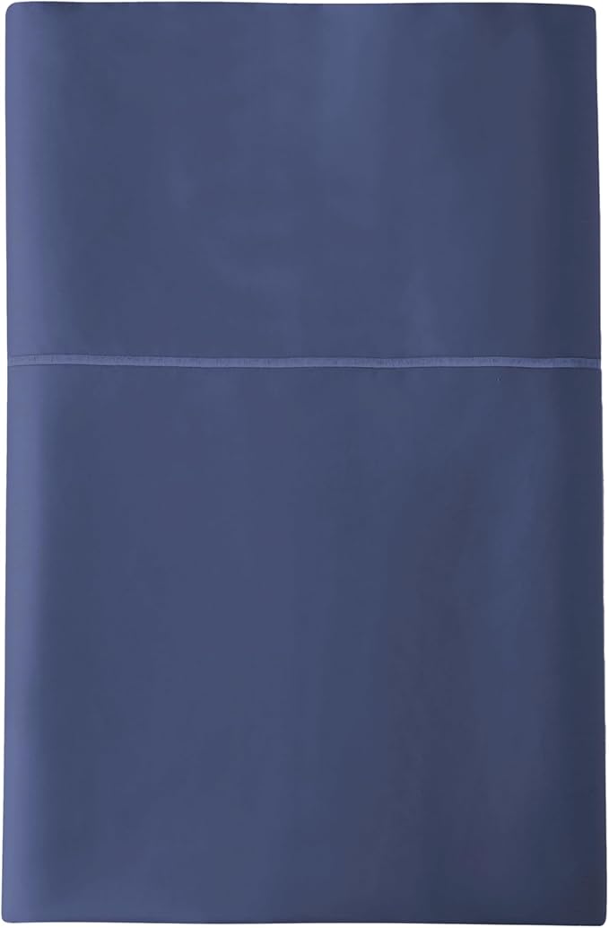Certified Organic Full Flat Sheet Only - 100% Organic Cotton Top Sheet with Luxurious Soft and Breathable 300 Thread Count Sateen Weave Finish - GOTS & Fairtrade Certified (Navy, Full)