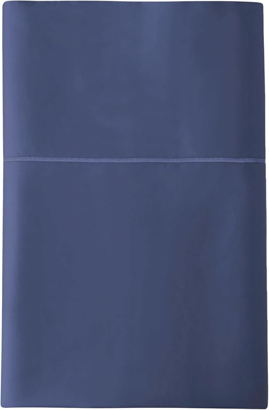 Certified Organic Full Flat Sheet Only - 100% Organic Cotton Top Sheet with Luxurious Soft and Breathable 300 Thread Count Sateen Weave Finish - GOTS & Fairtrade Certified (Navy, Full)