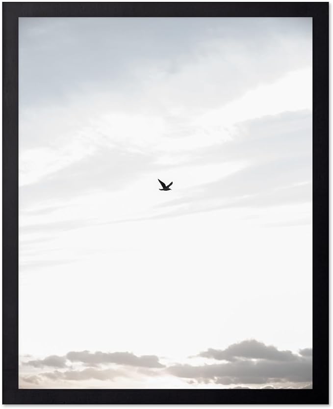 Monem Art Minimalist Bird in Sky Photography Print - Moody Nordic Landscape Art Poster - Wall Decor for Living Room, Bedroom or Office - 30x40 Unframed Wall Art by Mareike Bohmer