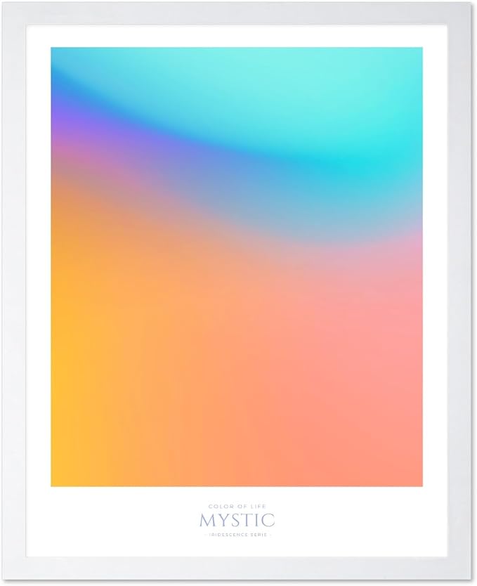 Monem Art Mystic Iridescent Gradient Print - Minimalist Abstract Color Field Poster - Wall Decor for Living Room, Bedroom or Office - 12x16 White Framed Wall Art by Rs Lab Studio