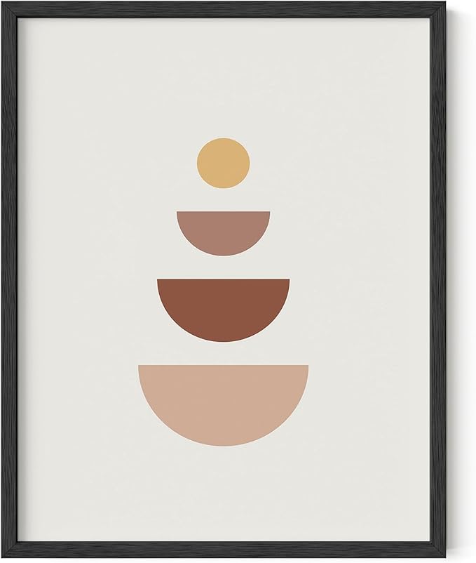 Y2K BOO Minimalist Geometric UNFRAMED Wall Art Stacked Semi-Circle Shapes Earth Tones Terracotta Brown Mid Century Modern 11x14 Inch Heavyweight Paper Studio Decor