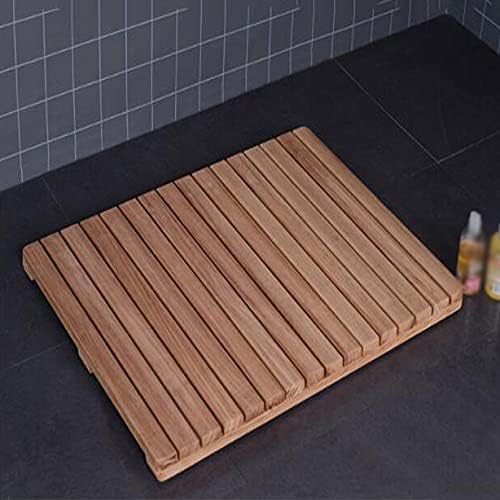 U/D Bath Mats Rugs, Wooden Sturdy Water Proof Bathroom Board, for Signature Living Bamboo Bath Mat for Bathroom, Outdoor Shower,Natural Wood,45x60cm