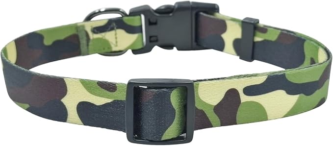 Dog Collar Leash Set, Camouflage Pattern, Polyester Material, Adjustable Collar and 5ft Matching Leash, for Medium Dogs.(M, Camo)