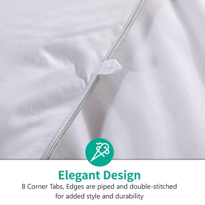 APSMILE Luxury All Season Down Feather Fibers Comforter Full/Queen Size Duvet Insert - 100% Organic Cotton, High Fill Power Medium Warmth, (Ivory White, 90X90)