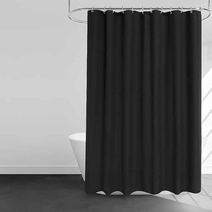 Dependable Industries inc. Essentials Magnetized Shower Curtain Liner with Metal Grommets Waterproof Bathroom (Black)