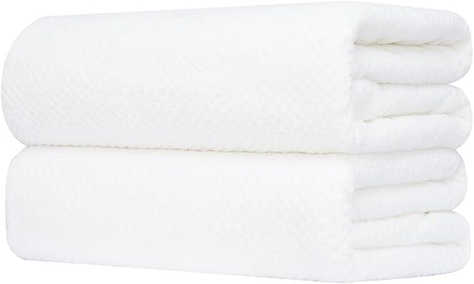 Bath Towel Set Pack of 2, 35 x 70 Inches Large Microfiber Bath Towels, Soft, Absorbent, and Quick Dry Towels for Bathroom, Pool, Beach, Swim, and Yoga, Large Bathroom Towels(2PCS White)